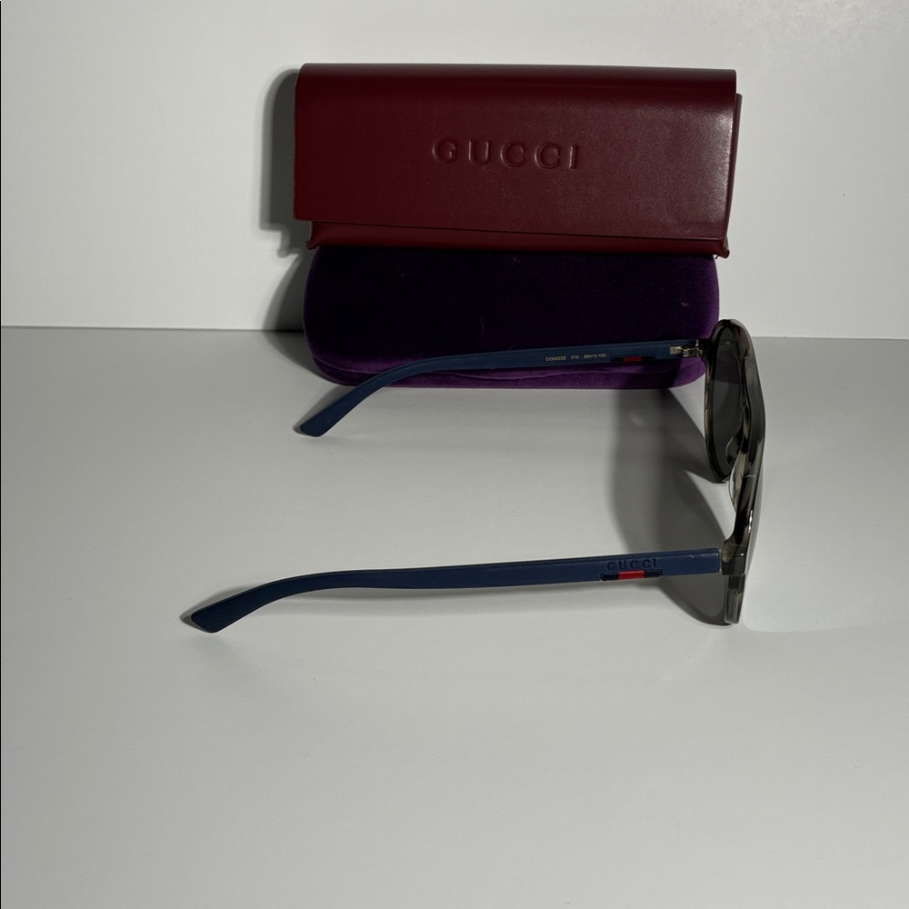 Gucci GG0423S 010 Pilot Sunglasses Gray/Black Blue Polarized 60mm New Authentic - Picture 7 of 14